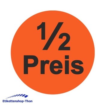 Aktionsetiketten - Durchmesser 30 mm - 1/2 Preis - 1000 Stück - Leuchtrot